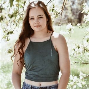 Hunter Green Suede Halter Top